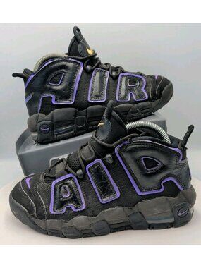 Nike Air More Uptempo Basketball Gym Shoes 96 GS Black Purple 5.5Y DX5954-001